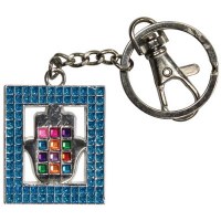 Key Chain with Blue Framed Hamsa and Colorful Chosen Stones