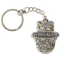 Hamsa Hand Key Chain Decorated with Jerusalem Design