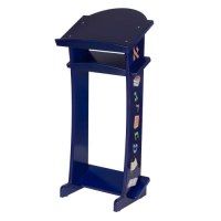 Modular Blue Wooden Shtender for Children with Alef Bais Print