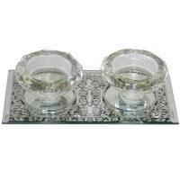 Crystal Candleholder on Tray