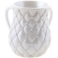 Polyresin White Washing Cup Diamond Design