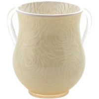 Polyresin Beige Washing Cup Rose Design