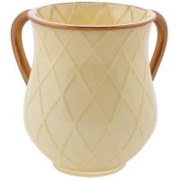 Polyresin Beige Washing Cup Diamond Design