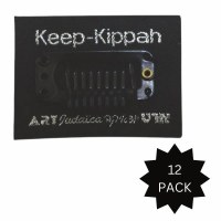 Stick On Keep-Kippah Yarmulka Clip Black 12 Pack
