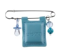Key Chain Blue Tehillim Faux Leather Baby Pin Design