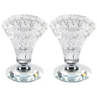 Candlesticks Crystal Round Diamond Shaped Design 3"