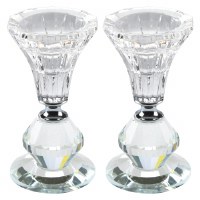 Candlesticks Crystal Round Elegant Design 4.3"