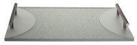 Lucite Challah Board Silver Shimmer with Silver Handles 15.75"