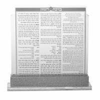 Birchas Hamazon Lucite Cards Silver Set of 8 in Silver Lucite Base Holder