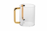 Lucite Wash Cup Round Cup Gold Handles