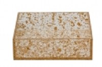 Lucite Napkin Holder Square Gold Flakes 8"