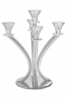 Crystal Candelabra 5 Branches Crushed Stones in Stems Round Base 14"
