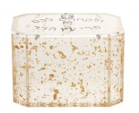 Lucite Esrog Box Gold Flakes Design