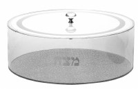 Lucite Matzah Holder Round Silver Colored Design 13.5"