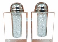Crystal Salt and Pepper Shaker Set Crushed Stones Design 3"