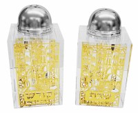 Crystal Salt and Pepper Shaker Set Gold Jerusalem Scene Design