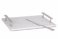 White Marble Challah Tray with Challah Knife