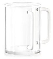Lucite Washing Cup Metal Handles Edge Design White