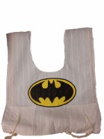 Cotton Tzitzis with Silk Screened Black and Yellow Oval Super Hero Design Size 2