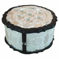 Seder Plate Wood and Silver 3 Tier