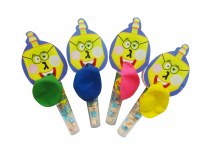 Balloon Whistle Toy Stem Filled with Candy - Assorted Colors - Single Piece