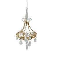Glass Miniature Handblown Chandelier Sukkah Decoration Copper Accent 6"