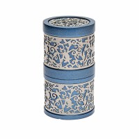 Yair Emanuel Travel Havdallah Set Laser Cut Pomegranate Design Blue