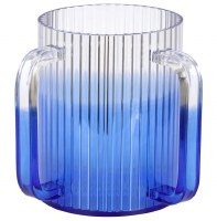 Lucite Wash Cup Corrugated Design Blue 5"