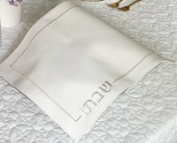 Leatherette Challah Cover Large Size Rectangle Embroidered Design Silver