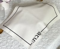Leatherette Challah Cover Large Size Rectangle Embroidered Design Black