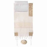 Yair Emanuel Embroidered Cotton Tallit -The Matriarches in Gold THE-7 21" X 77"