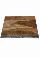 Yair Emanuel Wooden Challah Board Laser Cut Metal Accents Jerusalem Buildings Design 14.5" x 10.5"