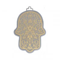 Yair Emanuel Metal Hamsa Wall Hanging Pomegranate Design Small Gold 3"