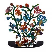 Yair Emanuel Standing Metal Artwork Large Size Hand Painted Colorful Butterflies Design 7"