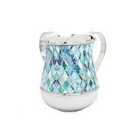 Yair Emanuel Metal Wash Cup Abstract Pattern Design Blue