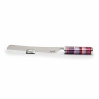 Yair Emanuel Challah Knife Serrated Blade Rings Design with Salt Shaker Maroon