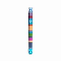 Yair Emanuel Mezuzah Case Anodized Metal Stripe Design Round Multi Color 10cm