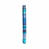 Yair Emanuel Mezuzah Case Anodized Metal Stripe Design Round Blue 10cm