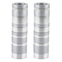 Yair Emanuel Aluminum Candlesticks Cylinder Shape Small Size Full Rings Design Matte and Shiny Silver