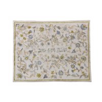 Yair Emanuel Embroidered Challah Cover Gold Grapes Design White 19.5" x 15.5"