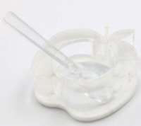 Lucite Honey Dish Apple Shape Marble Design with Cover and Spoon 4.5" x 1.5"