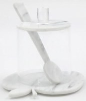 Lucite Honey Dish Round Shape Marble Design Apple Shaped Tray with Cover and Spoon 4.5"