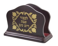 Napkin Holder Dark Wood with Pomegranate Design