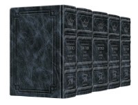 Artscroll Machzorim 5 Volume Set Hebrew English Full Size Signature Leather Collection Navy Blue Ashkenaz