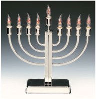 Electric Menorah Silverplated with Flickering Bulbs