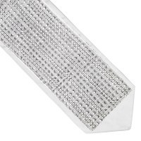 Atara Silver Colored 3D Square and Rhinestones Striped Design