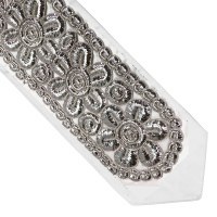 Atara Gefluchtene Silver Colored Thick Flowers 5.5" Design