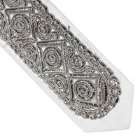 Atara Gefluchtene Silver Colored Thick Circles Inside Squares 5.5" Design