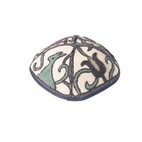 Yair Emanuel Hand Embroidered Kippah - Blue Birds