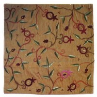 Yair Emanuel Embroidered Pillow Cover - Gold Branches and Pomegrantes